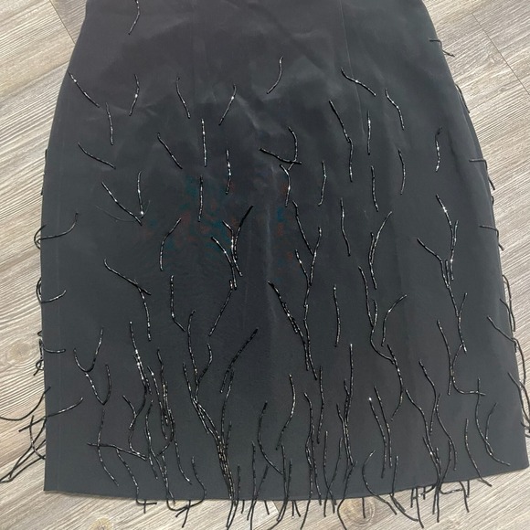 VTG GILAR EVENING Sz 8 Black Beaded Fringe Racerback Dress Little Black Dress - Picture 5 of 11